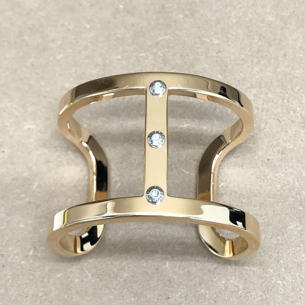 Henri Bendel New York Gold Tone Bar Harness Cuff Bracelet With Rhinestones